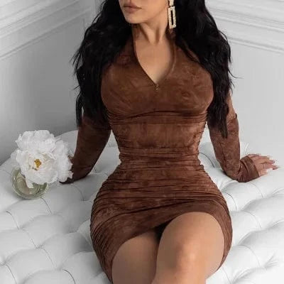 Summer new style women's sexy dresses round neck long sleeve dresses printed dress for women