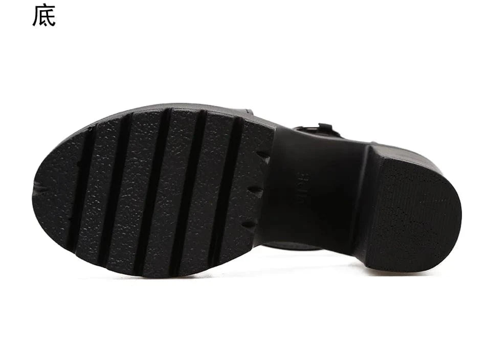 Summer new super high heel cross strap back zip open toe sandals party thick heel platform hollow women's Party Pumps