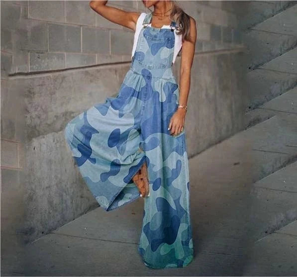 Summer New Women's Loose Side Pocket Sleeveless Adjustable Shoulder Strap Denim Suspenders Trousers Jumpsuit Sehe Fashion