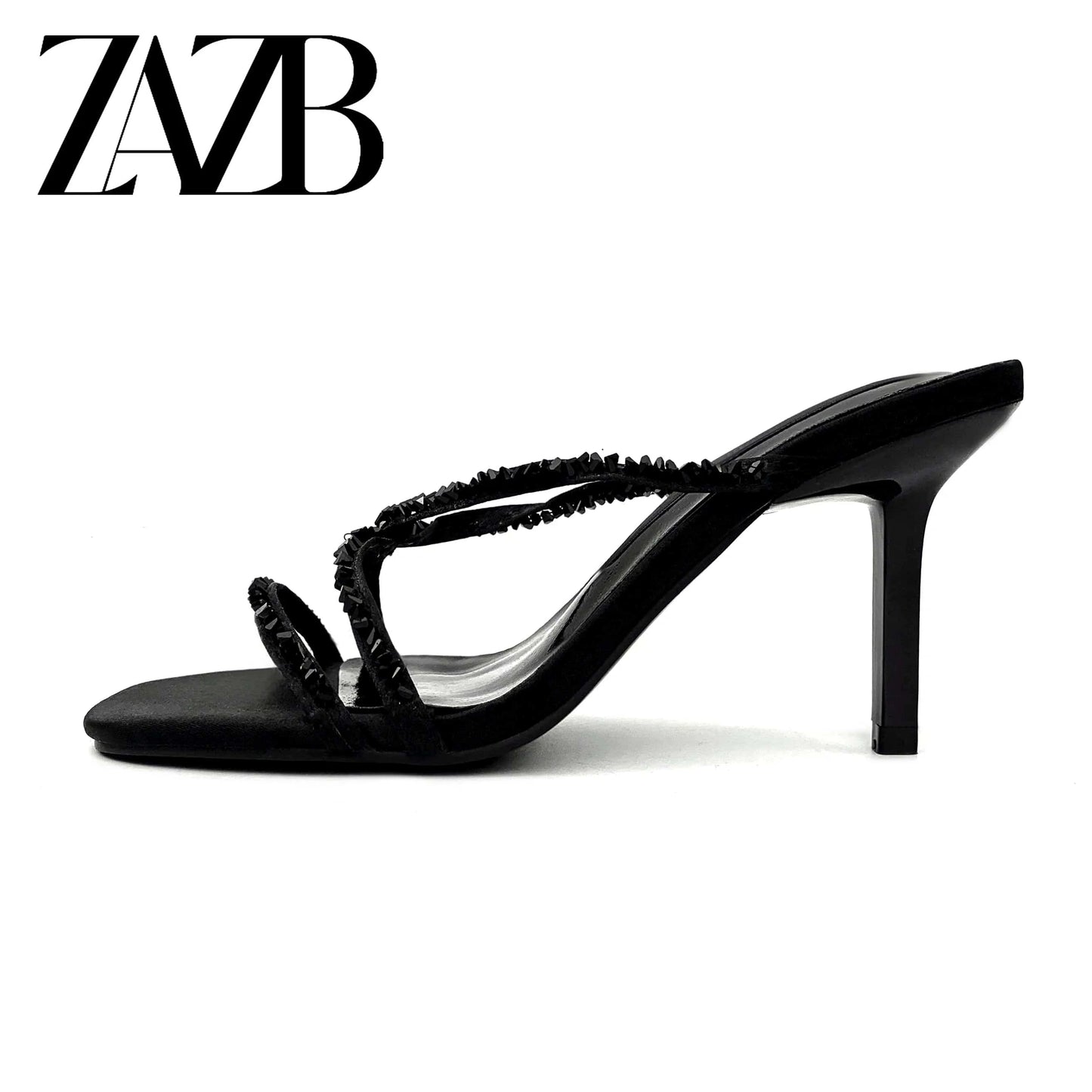Summer new women's Rhinestone open toe cross belt fashion high-heeled sandals wear sandals outside