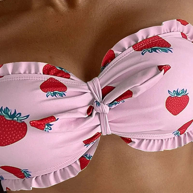 Summer Popular Print XXX TubeSexy Brazilian Micro Thong Bikini Swimwear Beachwear Sexy Friuit