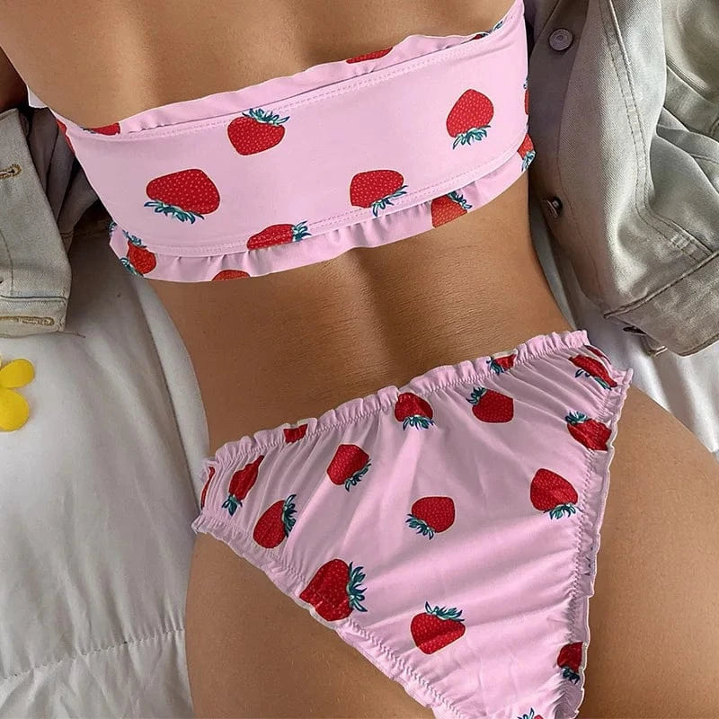 Summer Popular Print XXX TubeSexy Brazilian Micro Thong Bikini Swimwear Beachwear Sexy Friuit