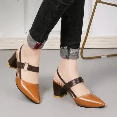 Summer Sandals Women Chunky Sandals High-Heeled Shallow Mouth Pointed Toe Pumps Fashion Sexy High Heels Office White Shoes