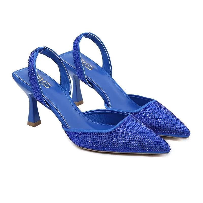 Summer Sandals Women Fashion Rhinestone Decor Pointed-toe Shoes Wrap-toe Slingback Thin Heels Sandals Ladies Party Dating Sandal