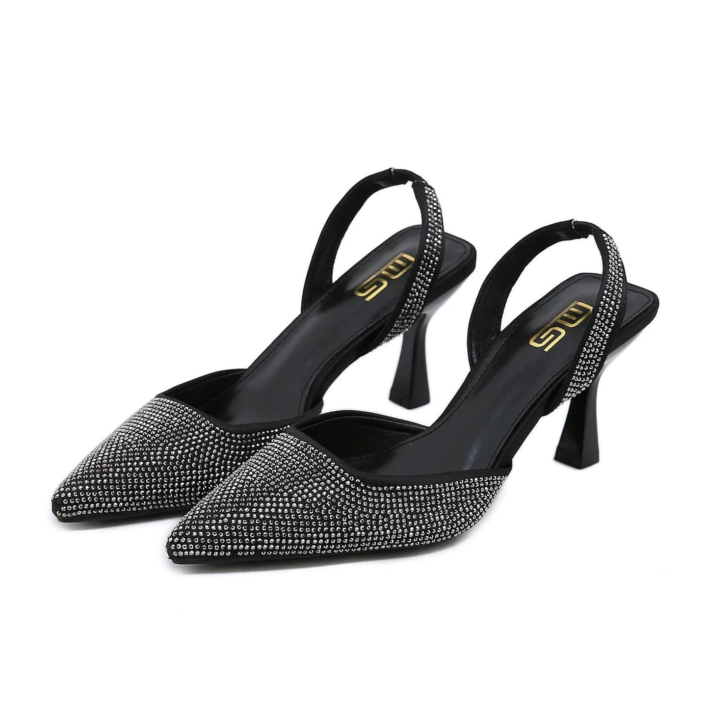 Summer Sandals Women Fashion Rhinestone Decor Pointed-toe Shoes Wrap-toe Slingback Thin Heels Sandals Ladies Party Dating Sandal