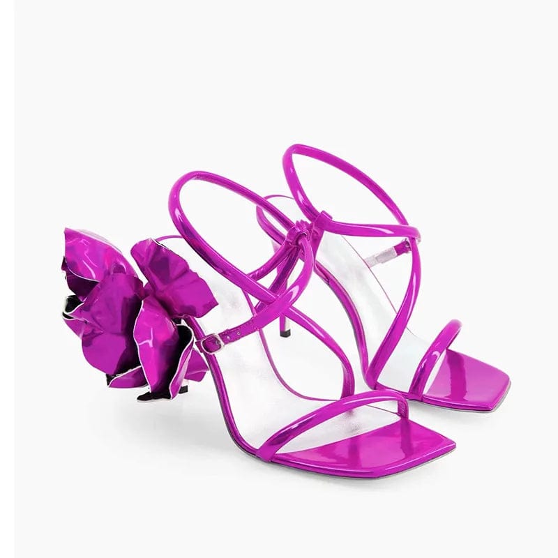 Summer Sandals Women Sexy Floral Decor Large Size Mujer Shoes Open-toe Square-toe High Heel Sandals For Ladies Wedding Sandalias