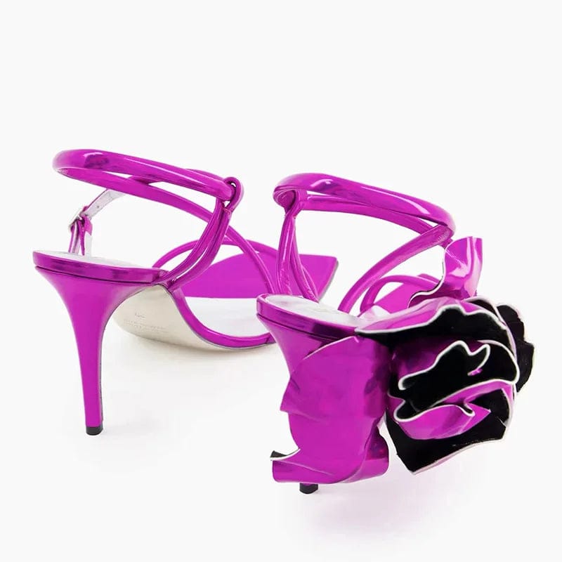 Summer Sandals Women Sexy Floral Decor Large Size Mujer Shoes Open-toe Square-toe High Heel Sandals For Ladies Wedding Sandalias