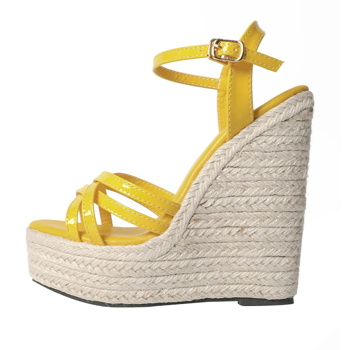 Summer Sandals Women Simple Solid Color Round Toe Shoe Open-toe Ankle Strap Large Size Wedge Heels Sandals For Ladies Travelling