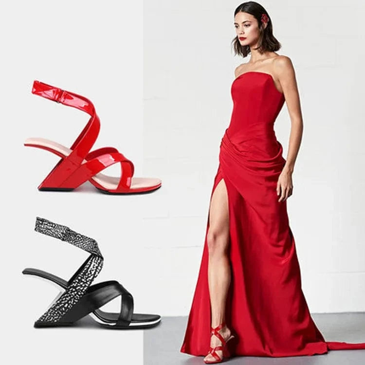 Summer Sandals Women Versatile Square-toe Open-toe Mujer Zapatos Cross Strap Lace Up High Heel Sandals Ladies Vacation Sandalias