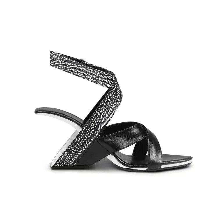 Summer Sandals Women Versatile Square-toe Open-toe Mujer Zapatos Cross Strap Lace Up High Heel Sandals Ladies Vacation Sandalias