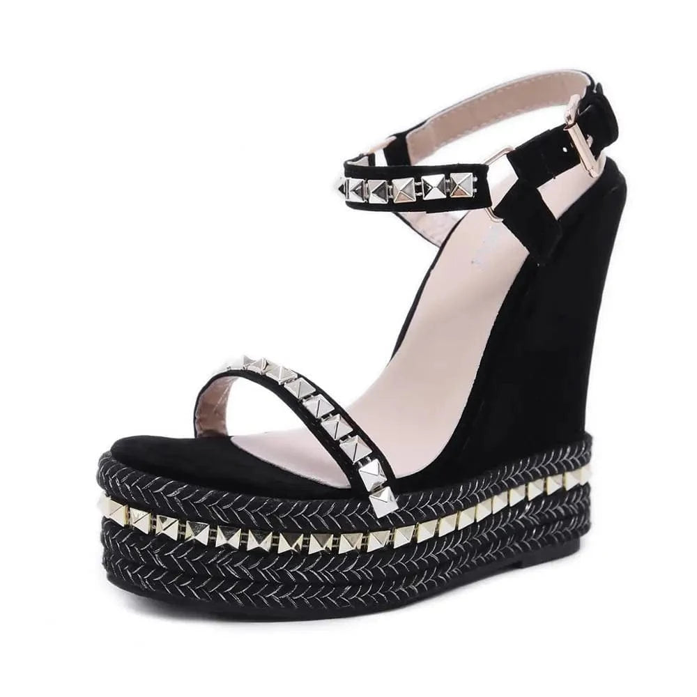 Summer Sexy Open Toe rivet Platform Heel sandals round Toe sexy Ladies shoes high heels sexy girl sandals women summer shoes