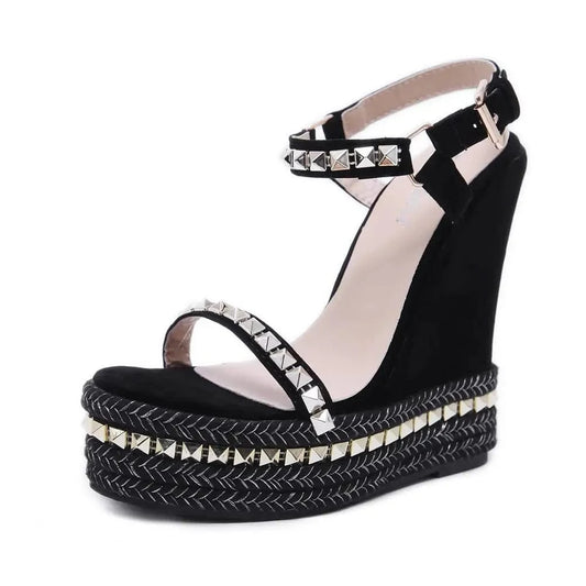 Summer Sexy Open Toe rivet Platform Heel sandals round Toe sexy Ladies shoes high heels sexy girl sandals women summer shoes