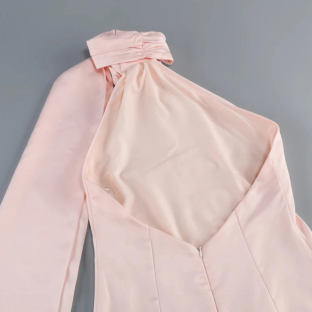 Summer Sexy Women's Red Flower Halter Off Shoulder Satin Backless Fashion Evening Long Dress Light luxury Wedding Party Dress