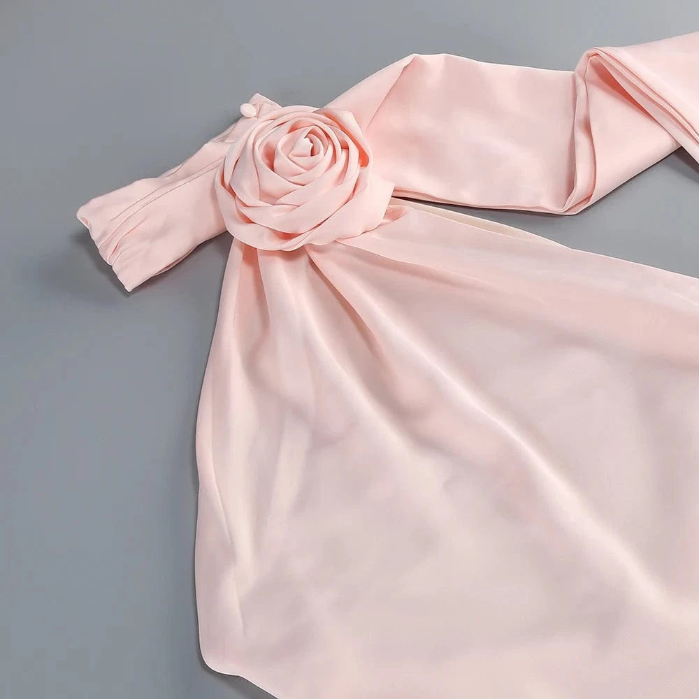 Summer Sexy Women's Red Flower Halter Off Shoulder Satin Backless Fashion Evening Long Dress Light luxury Wedding Party Dress