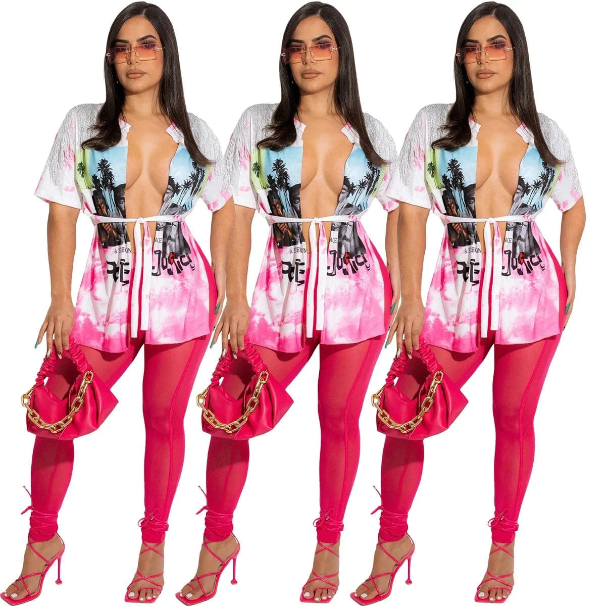 Summer Vocation 2 Pieces Pants Sets for Women Sets Solid Jogging Mesh Two Piece Pants Set Printing Going out Clothing