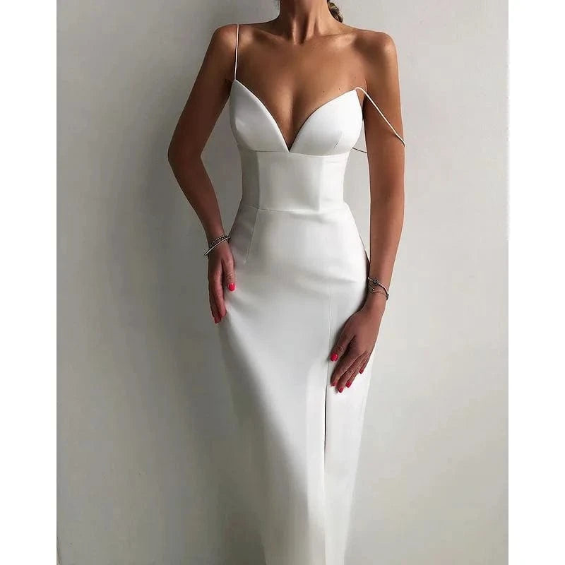 Summer Women Bodycon Bandage Dress Sexy V Neck Spaghetti Strap Club Celebrity Evening Party Backless Long Dresses C14085