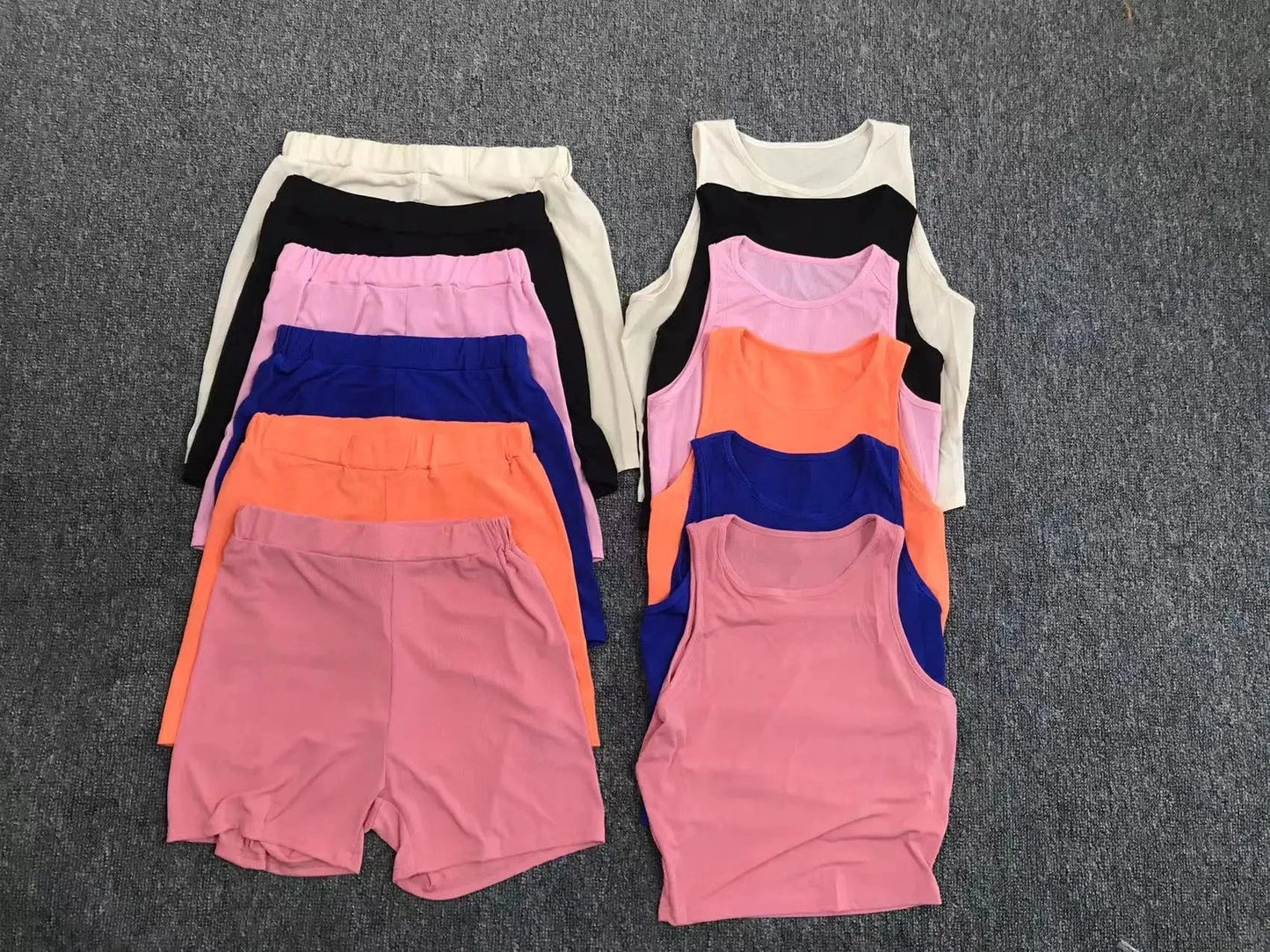 Summer Women custom logo solid color women fashion sexy pit strip two piece set sports fitness 2 piece set casual for women