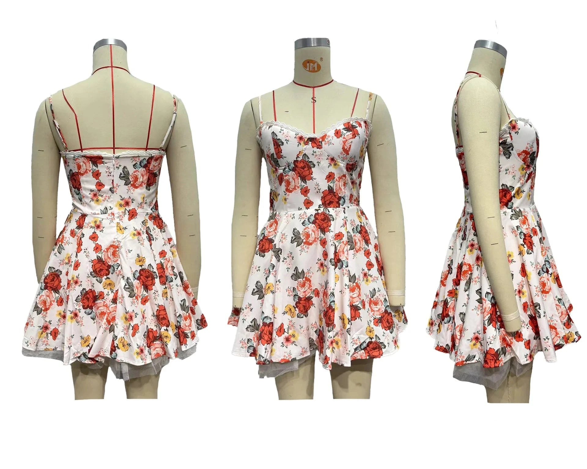 Summer Women's Strap Sleeveless Slim Halter Princess Fluffy Dress V Neck Bodycon Mini Dress with Linning