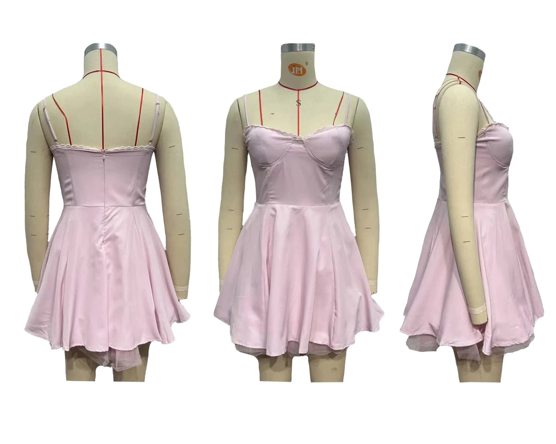 Summer Women's Strap Sleeveless Slim Halter Princess Fluffy Dress V Neck Bodycon Mini Dress with Linning