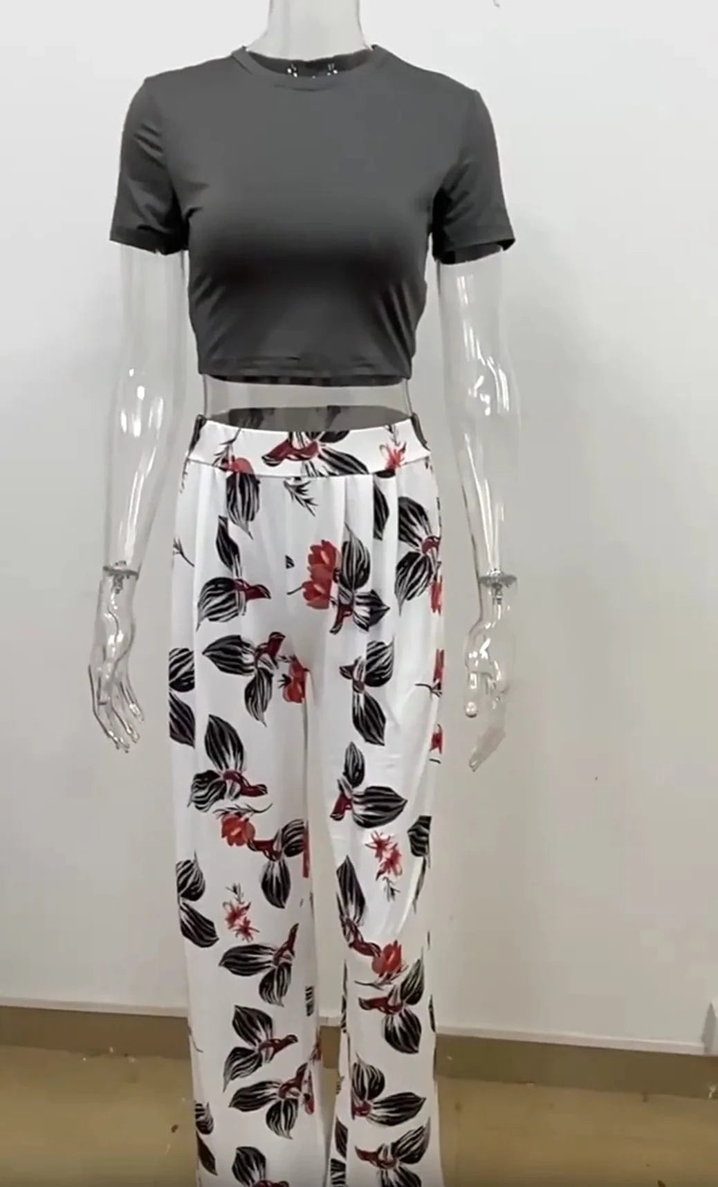 Summer Women Two Piece Sets Elegant Print Office Lady Outfits Elegant Short Sleeve Shirt Wide Leg Pants Suits 2 Piece Set