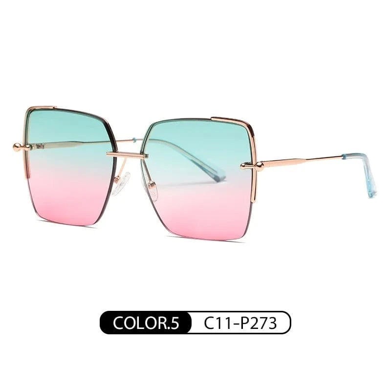 SUNGLASSES / C4 2024 High Quality Square Sunglasses Women's Retro Frameless Glasses UV400 Protection Sun Shades Metal Big Frame Sun Glasses