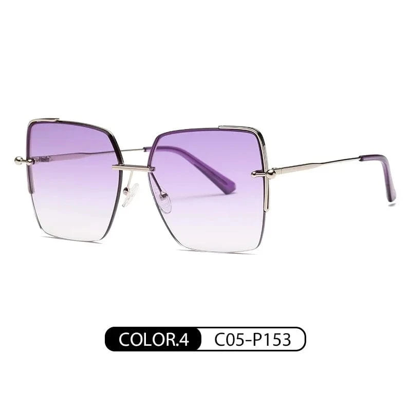 SUNGLASSES / C5 2024 High Quality Square Sunglasses Women's Retro Frameless Glasses UV400 Protection Sun Shades Metal Big Frame Sun Glasses