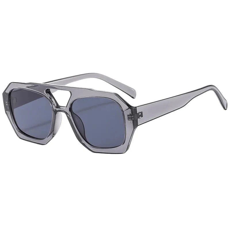 sunglasses / Gray/Gray UNOC New Arrivals Wholesale Fashion Plastic Sunglasses Custom Double Bridge Women Men Label Sunglasses 2024