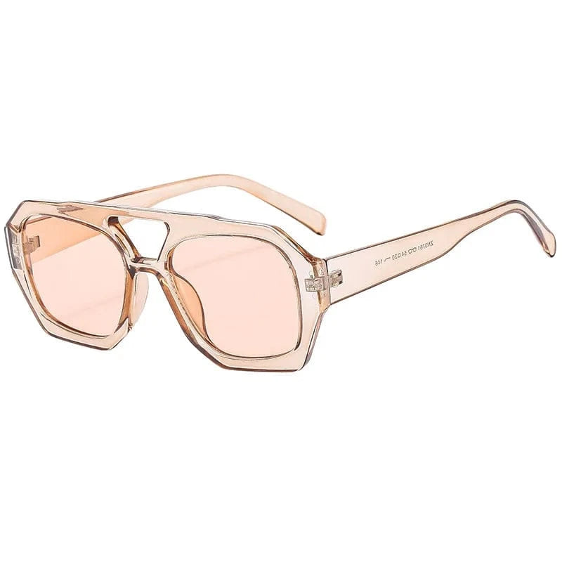 sunglasses / Light Brown UNOC New Arrivals Wholesale Fashion Plastic Sunglasses Custom Double Bridge Women Men Label Sunglasses 2024