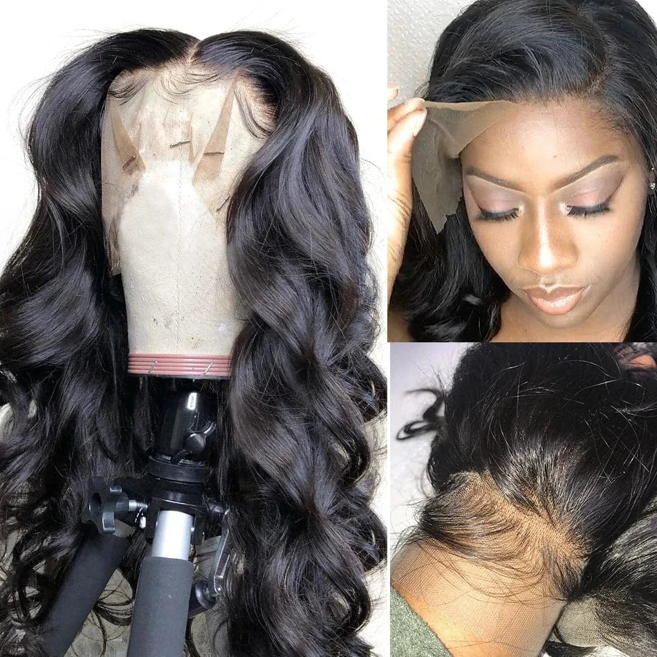 Sunlight Malaysian 100% Human Hair Body Wave Large 13x4Lace Front adjustable Wig, virgin body wave burmese hair black wigs
