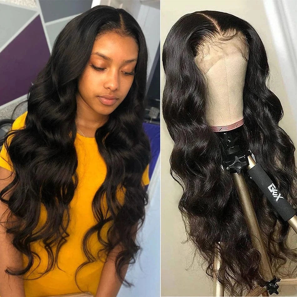 Sunlight Malaysian 100% Human Hair Body Wave Large 13x4Lace Front adjustable Wig, virgin body wave burmese hair black wigs