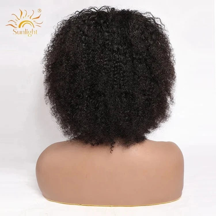 Sunlight Mongolian Kinky Curly Wig 150 Density Afro Kinky Curly 13x4 Lace Front Human Hair Wig Pre Plucked with Baby Hair