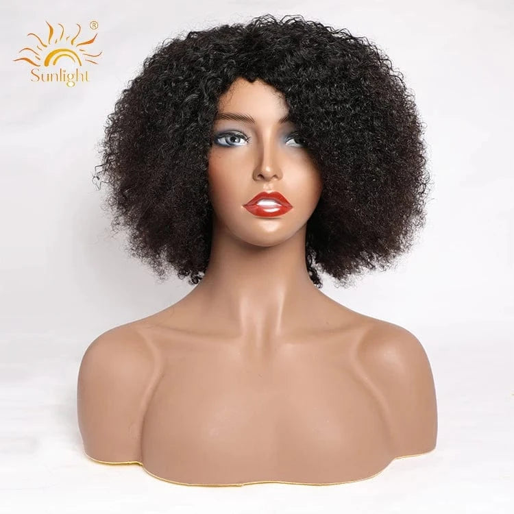 Sunlight Mongolian Kinky Curly Wig 150 Density Afro Kinky Curly 13x4 Lace Front Human Hair Wig Pre Plucked with Baby Hair
