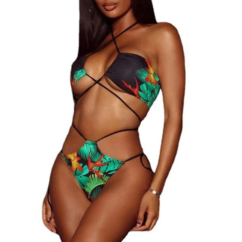Super Sexy Bikini Micro Swimwear Women Strings Swimsuit Brazilian Biquini Bandage Crisscross Bathing Suit 2024 Mini Thong Bikini