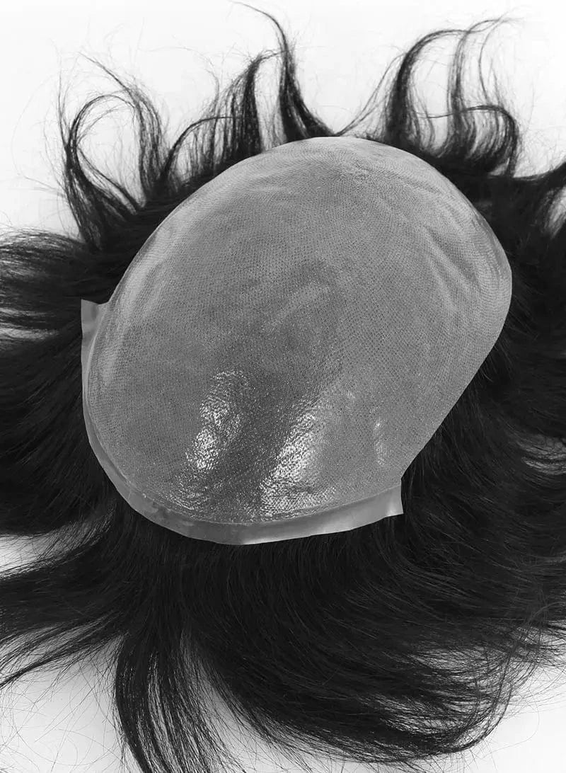 Super Skin Injection V-looped Toupee Human Hair Toupee Men Wig Indian Skin PU 0.03 0.04 0.06 0.10 0.12mm male wig Toupee