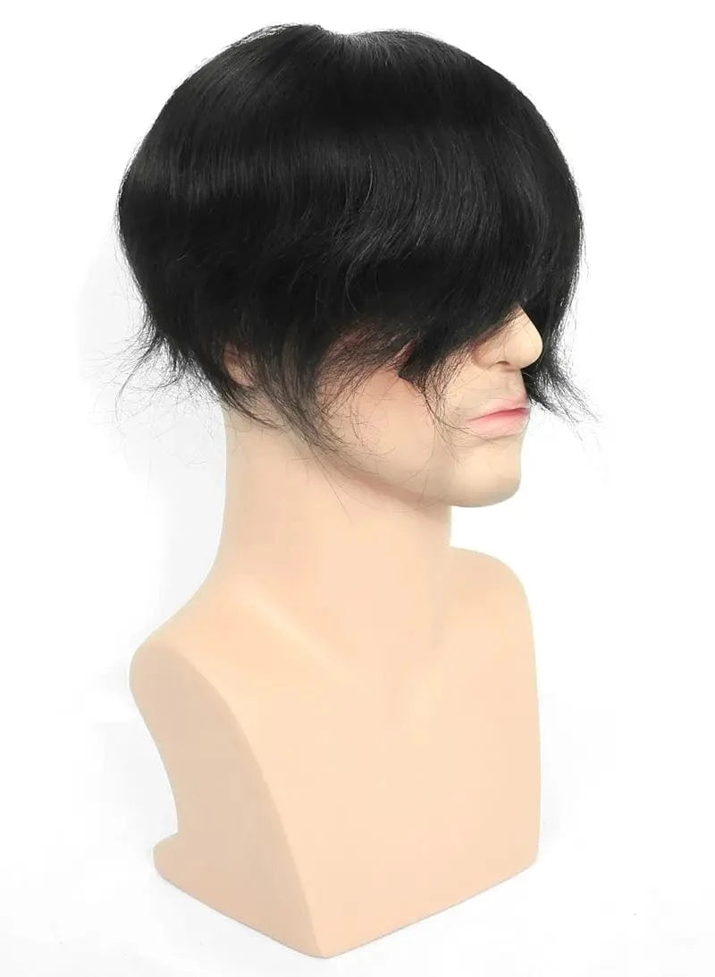 Super Skin Injection V-looped Toupee Human Hair Toupee Men Wig Indian Skin PU 0.03 0.04 0.06 0.10 0.12mm male wig Toupee