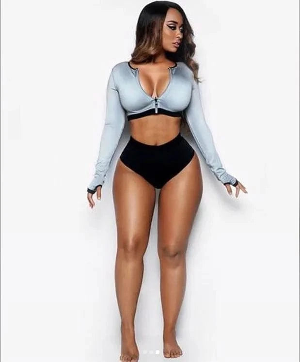 Swimsuit 2024 new zipper long sleeve split SWIMSUIT SET