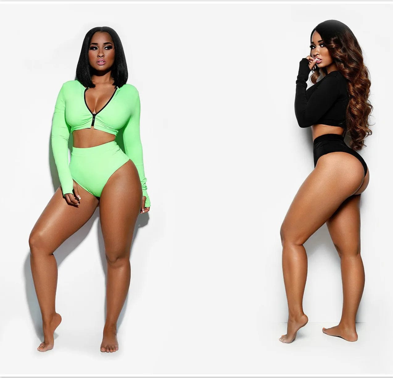 Swimsuit 2024 new zipper long sleeve split SWIMSUIT SET