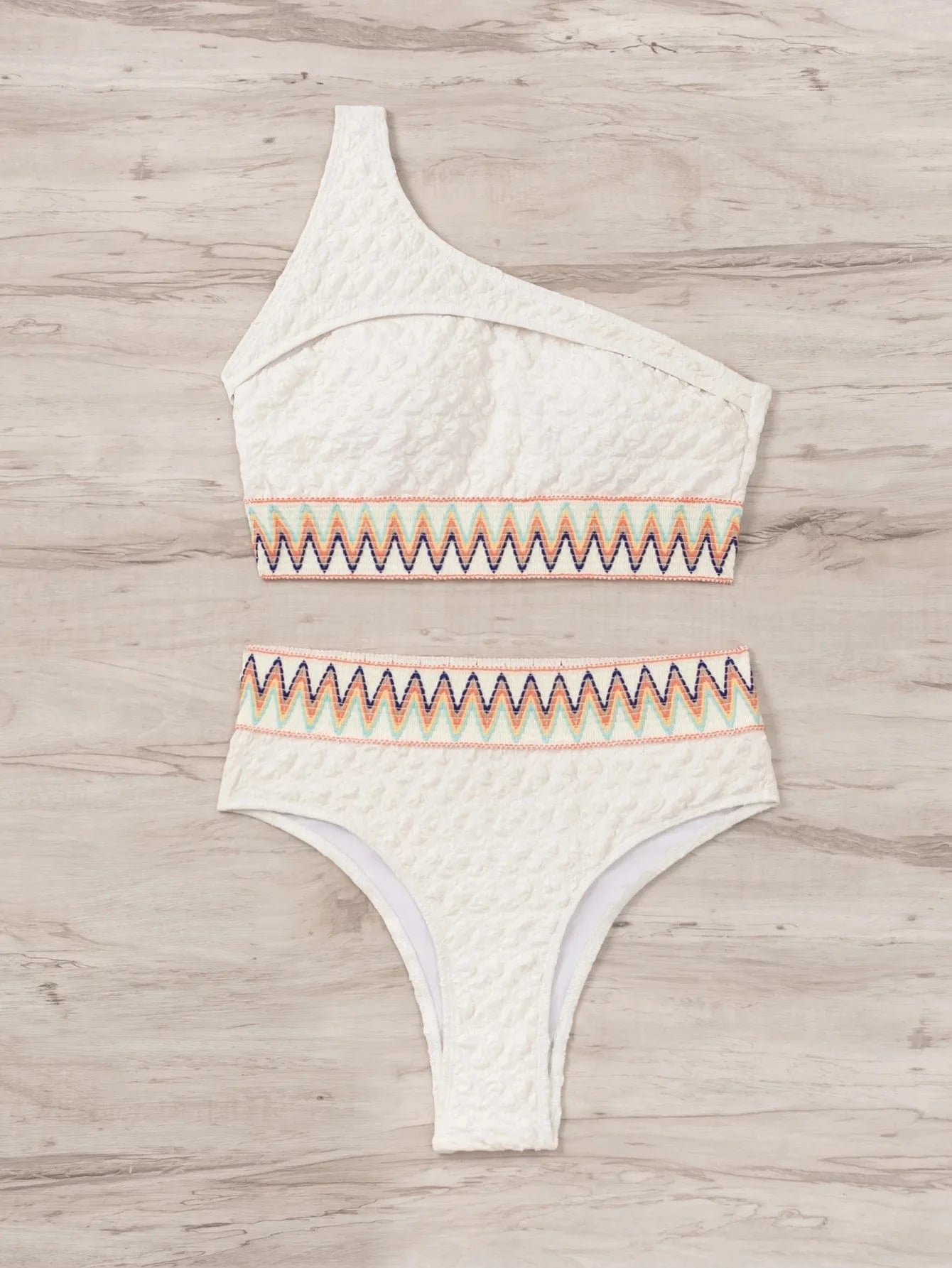 Swimsuit custom Texture One Shoulder Swimsuit Women's High Waist Bikini Sexy 2 Pieces Bikinis 2024 Trend Separate Bathing Suits