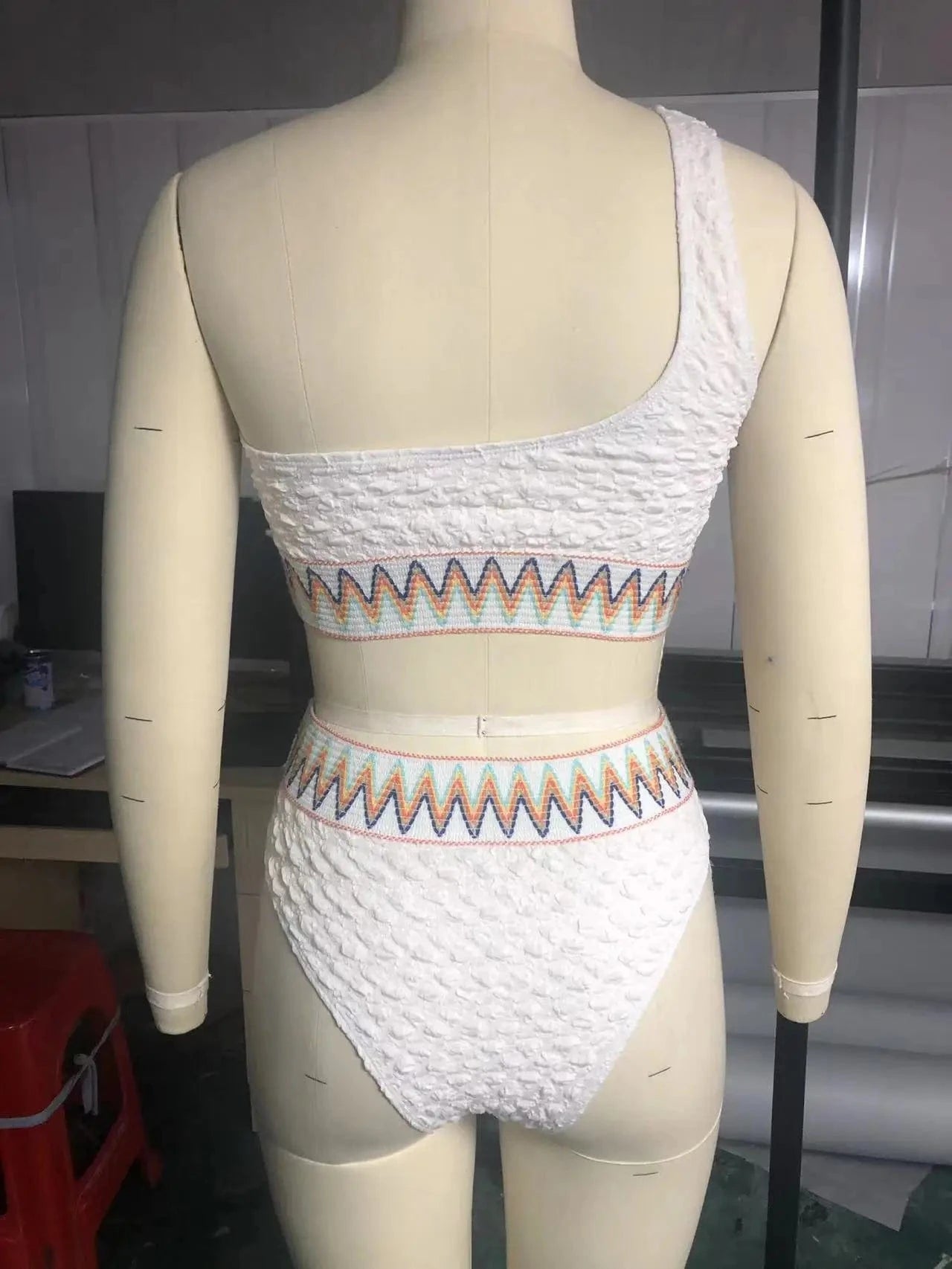 Swimsuit custom Texture One Shoulder Swimsuit Women's High Waist Bikini Sexy 2 Pieces Bikinis 2024 Trend Separate Bathing Suits