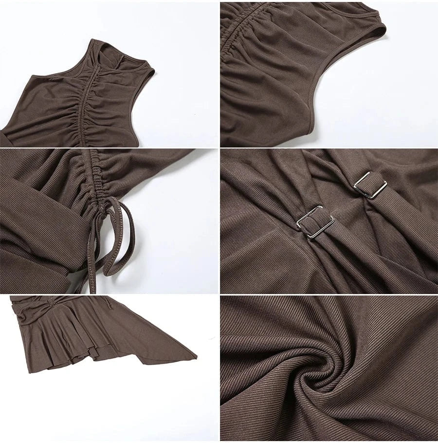 Sylcue 2025 Spring New Party Queen Sweet Gentle Cute High Street Elegant Mature Sexy Women'S Sleeveless Pleated Dress