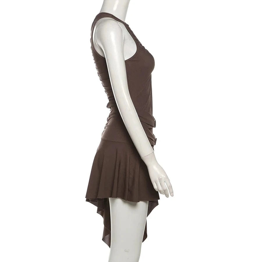 Sylcue 2025 Spring New Party Queen Sweet Gentle Cute High Street Elegant Mature Sexy Women'S Sleeveless Pleated Dress