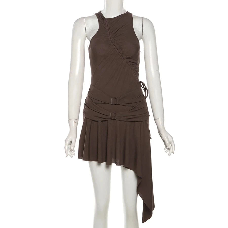 Sylcue 2025 Spring New Party Queen Sweet Gentle Cute High Street Elegant Mature Sexy Women'S Sleeveless Pleated Dress