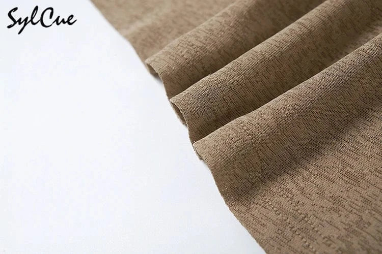 Sylcue Solid Color Simple Casual Fashionable Personality Sexy Mature Beautiful Confident Summer Party Women's Long Sleeve Dress