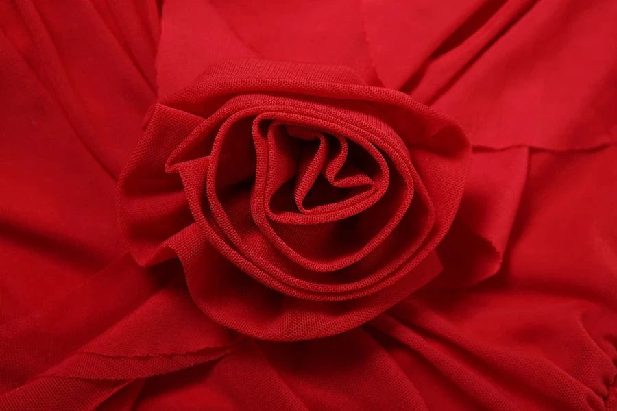 Sylcue Spring New Sweet Gentle Red Sexy Confident High Street Mature Beautiful Cool Women'S Short Ruffled Halter Dress