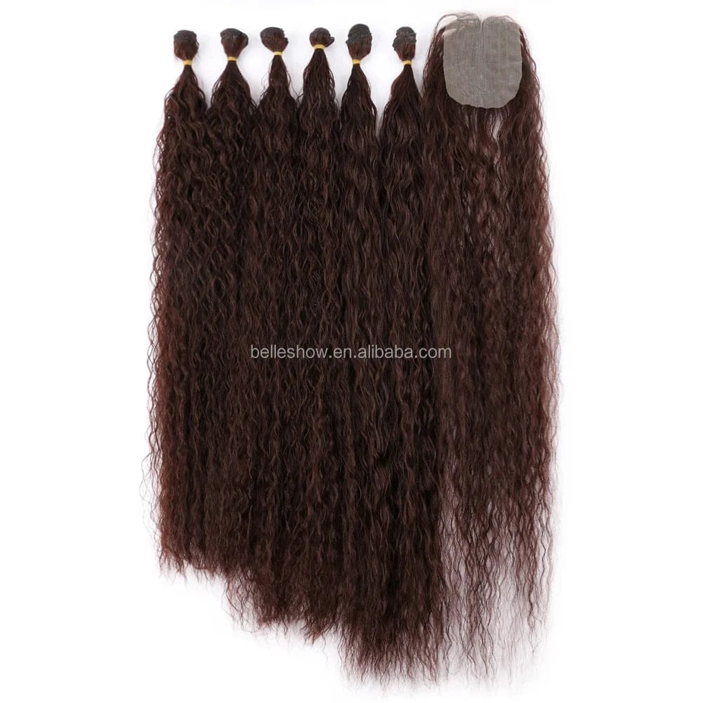 Synthetic Long Kinky Curly Hair Weave Bundles Hair Extensions Ombre Brown Pink Grey Loose Deep Wave Bulk Hair For Women Blonde