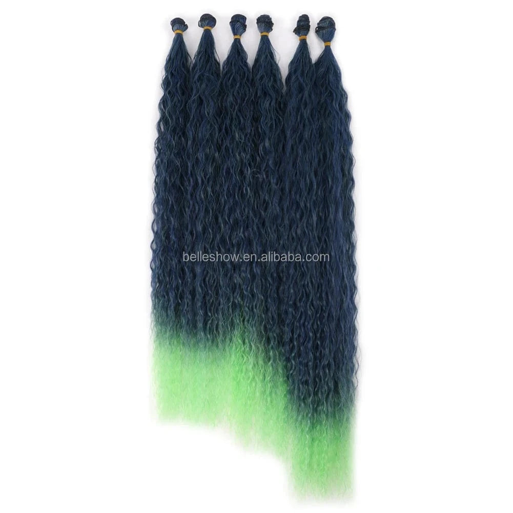 Synthetic Long Kinky Curly Hair Weave Bundles Hair Extensions Ombre Brown Pink Grey Loose Deep Wave Bulk Hair For Women Blonde