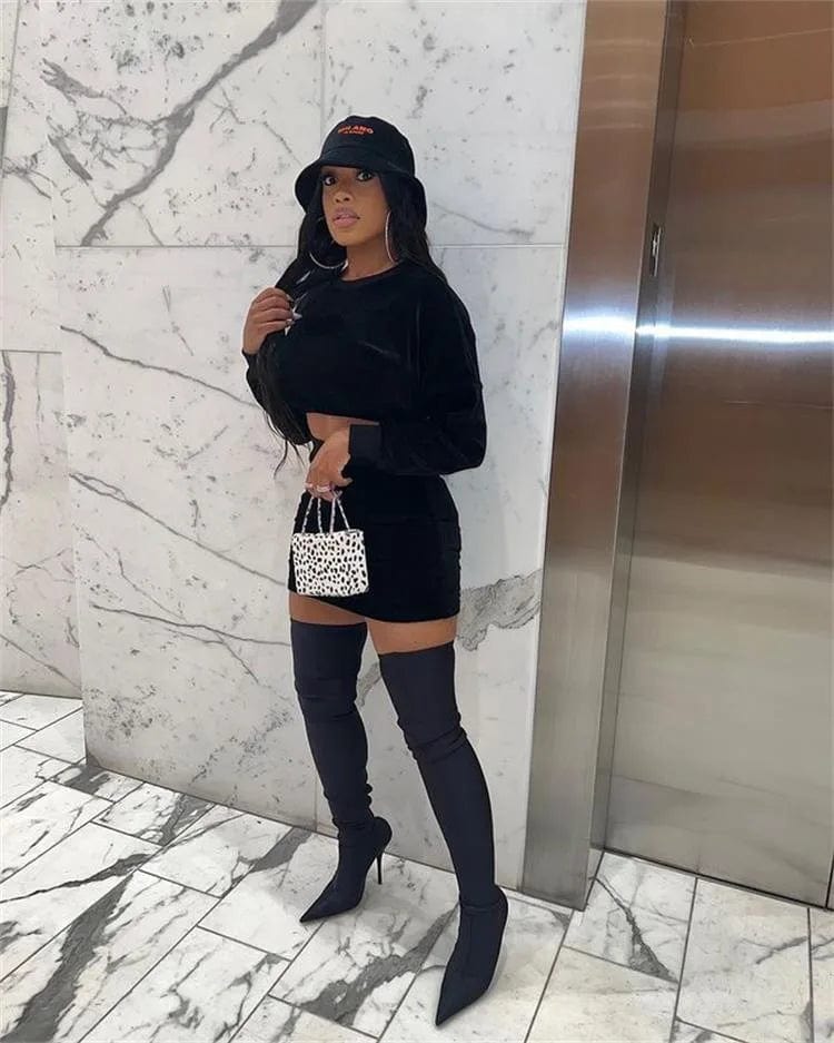 T23815 Fall Velvet Sweat Track Suit Velour Tracksuits 2 Two Piece Jogger Jogging Short Set For Women