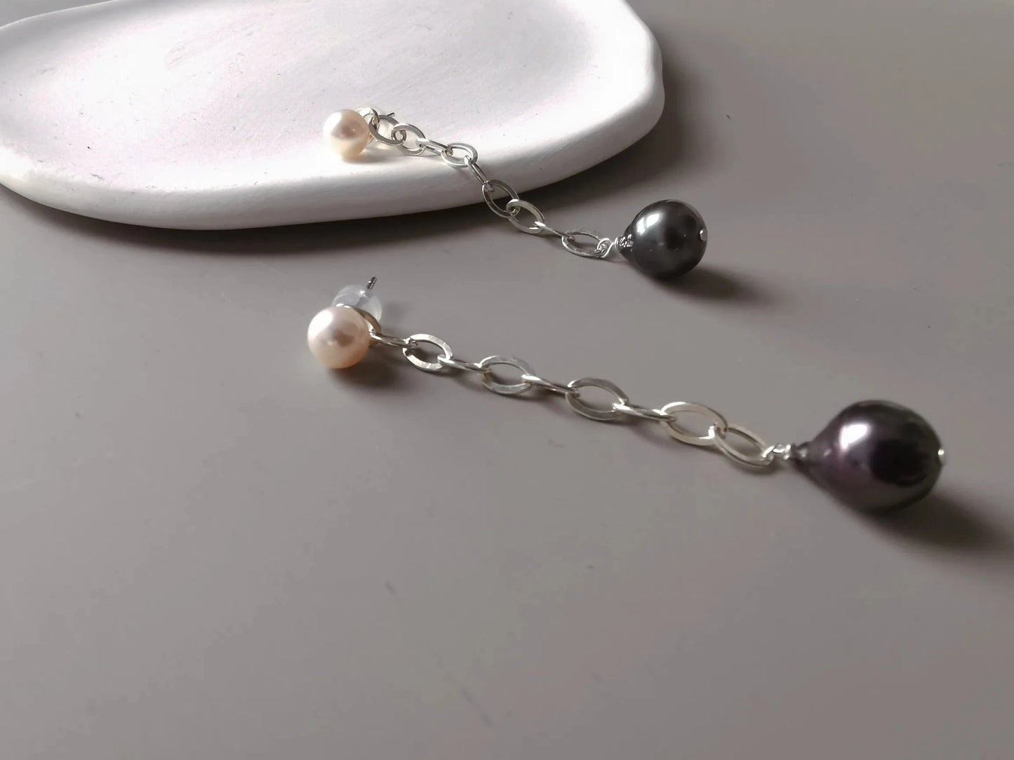 Tahitian black pearl necklace wholesale ladies baroque pearl necklace earring sterling silver 925 pearl jewelry necklace