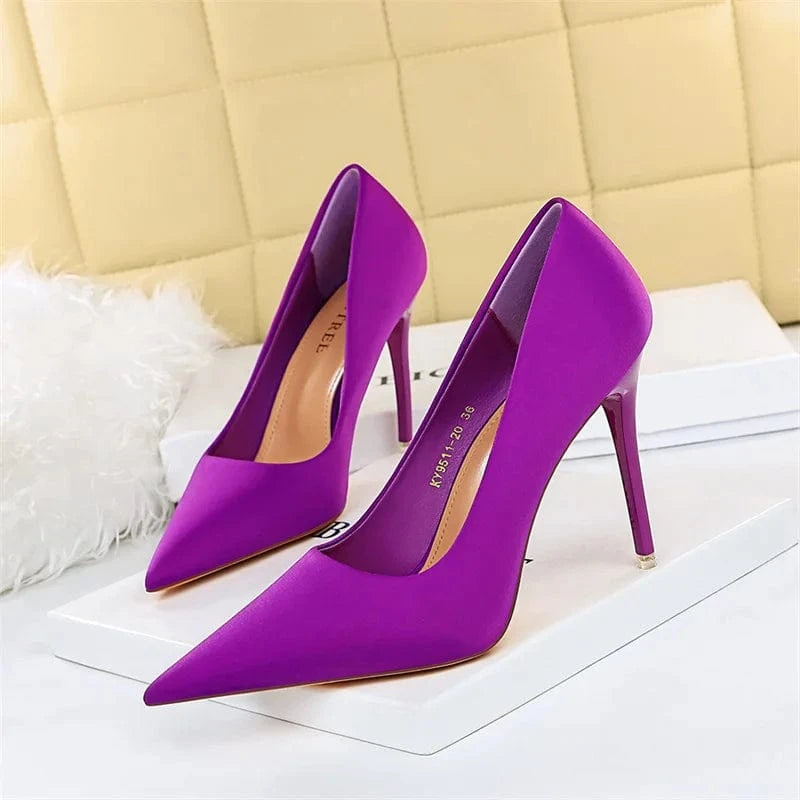 Talon Tacones Zapatos Ayakkab Fashion Shoes Stiletto Pumps Satin 34-43 Size Hollow Women High Heels