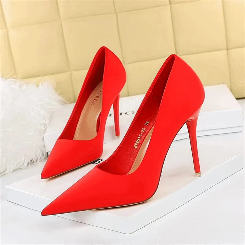 Talon Tacones Zapatos Ayakkab Fashion Shoes Stiletto Pumps Satin 34-43 Size Hollow Women High Heels
